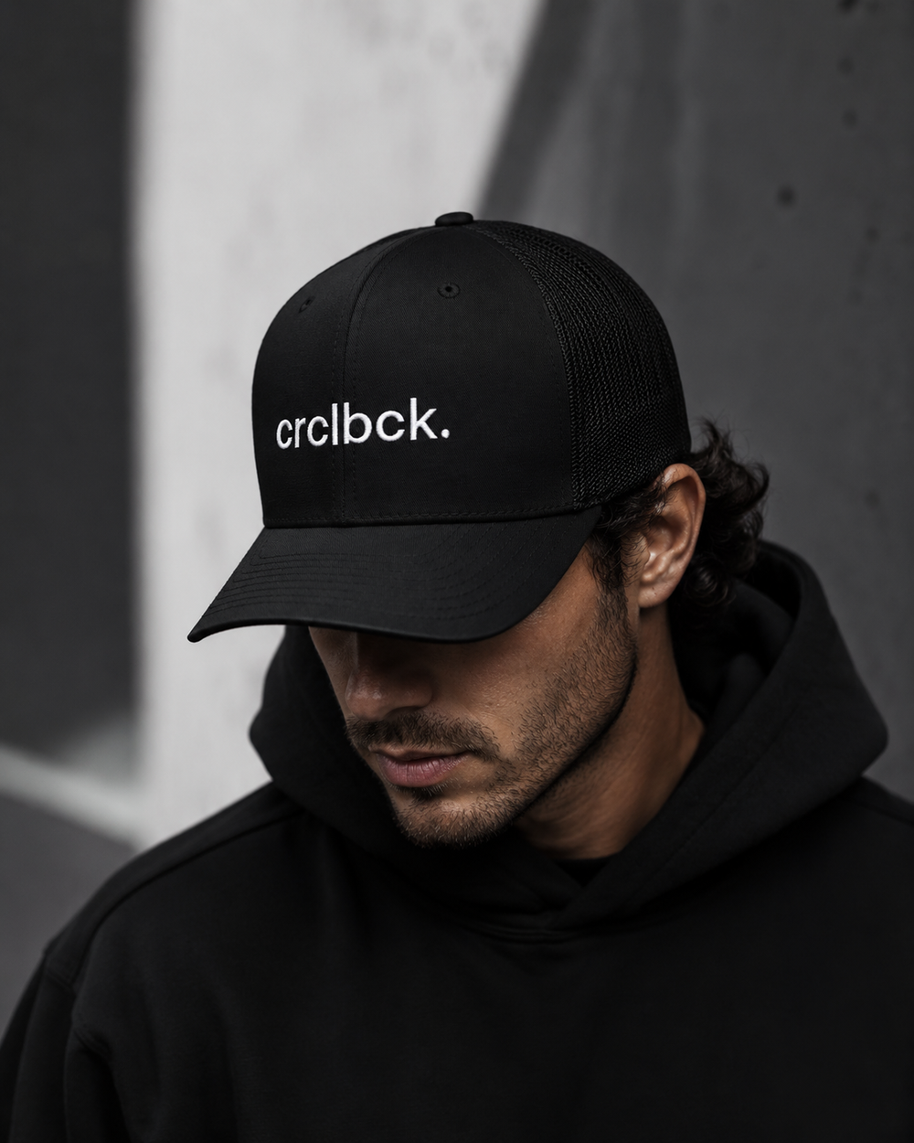 crclbck. embroidered trucker hat